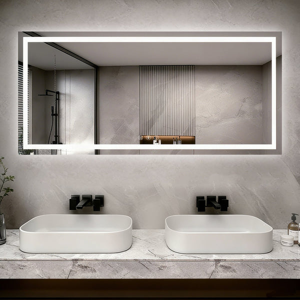 English Elm 60" Led Bathroom Vanity Mirror with Front Back Lighting Anti-fog Dimmable 3 Tones W1920P493144