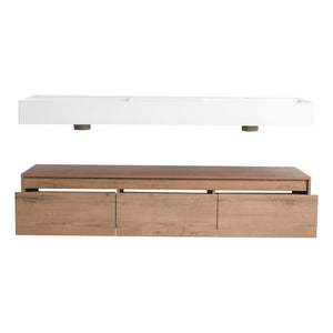 English Elm 60 Inch Wall-Mounted Modern Bathroom Vanity With Dual Resin Sinks, Soft Close Drawers & Chic Design W999S00356