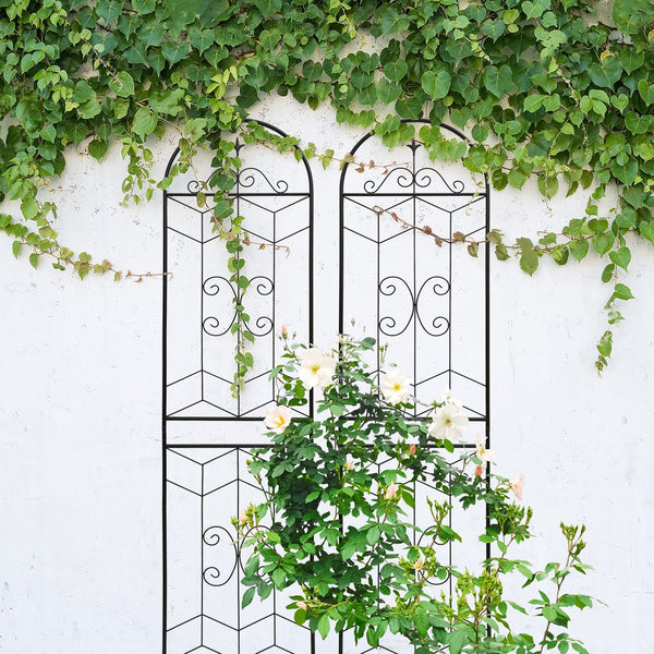 English Elm 4 Pack Powder-coated Metal Garden Trellis Panels Rustproof Climbing Plant Support Outdoor W1586P268071