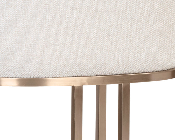 Sunpan Rayla Counter Stool - Elegant Cantilever Design with Textured Fabric and Antique Brass Frame Belfast Oatmeal