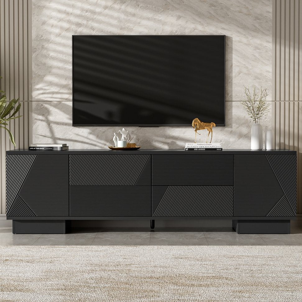 English Elm Vibe Haus Minimalist Media Console with Cabinets and Drawers for Living Room N724P360376B