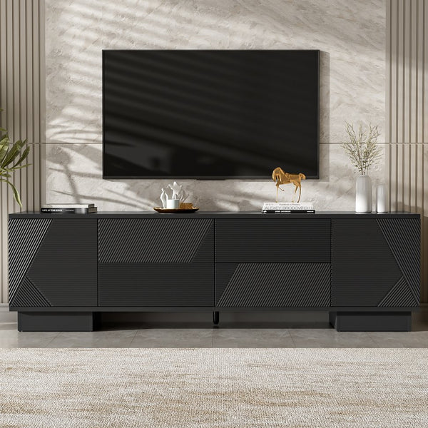English Elm Vibe Haus Minimalist Media Console with Cabinets and Drawers for Living Room N724P360376B