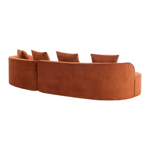 English Elm Christopher Knight Home® - 126" Curved Sectional Sofa - Dark Orange Full Foam, Oversized 5-Seater For Modern Living Rooms N771P247830C_N771P247831C