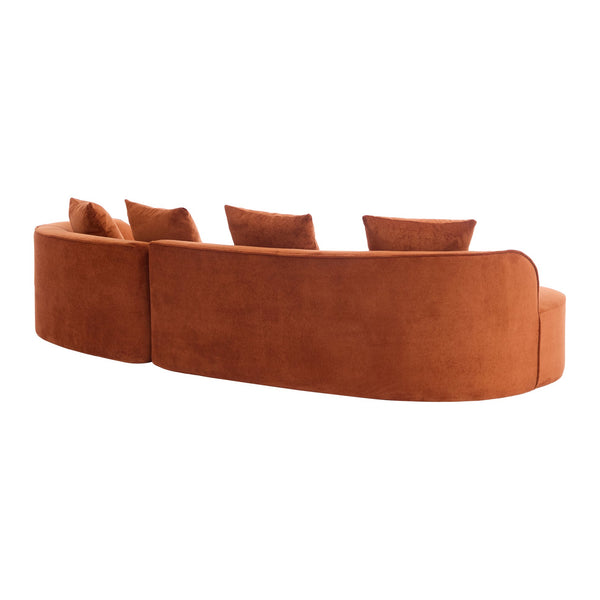 English Elm Christopher Knight Home® - 126" Curved Sectional Sofa - Dark Orange Full Foam, Oversized 5-Seater For Modern Living Rooms N771P247830C_N771P247831C