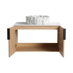 English Elm 30" Contemporary Bathroom Vanity With Art Sink, Wall-Mounted Design & Durable Plywood Construction W999S00446