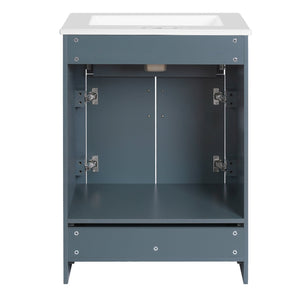 English Elm 24" Stylish Blue Bathroom Vanity With Ceramic Sink, 2 Storage Doors & Tip-Out Drawer For Organization N710P341037C