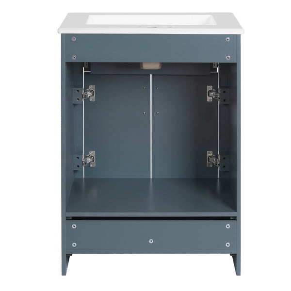 English Elm 24" Stylish Blue Bathroom Vanity With Ceramic Sink, 2 Storage Doors & Tip-Out Drawer For Organization N710P341037C