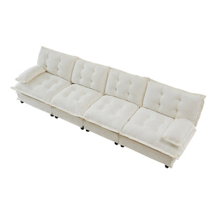English Elm 138" Modular Cloud Sectional Sofa Deep Seat Chenille Upholstery for Living Room W714S01681