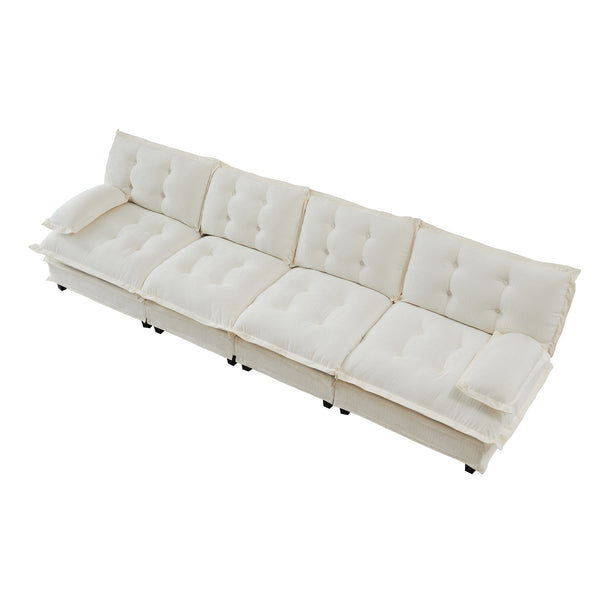 English Elm 138" Modular Cloud Sectional Sofa Deep Seat Chenille Upholstery for Living Room W714S01681