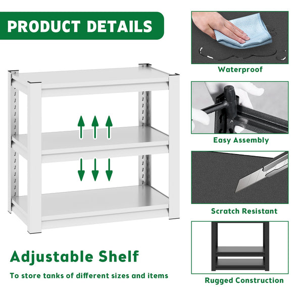 English Elm 20-30 Gallon Fish Tank Stand with Adjustable 3-Tier Metal Shelves, Heavy-Duty Stylish Rack for Home Office Antique White T2398P211228