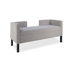 English Elm 50"ottoman Upholstered Bench with Bolster Pillows Fluted Wood Legs Bedroom Entryway W5325P426810