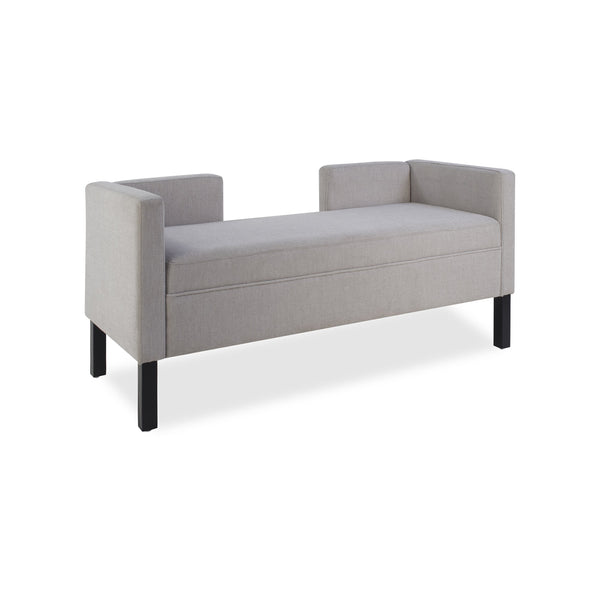 English Elm 50"ottoman Upholstered Bench with Bolster Pillows Fluted Wood Legs Bedroom Entryway W5325P426810