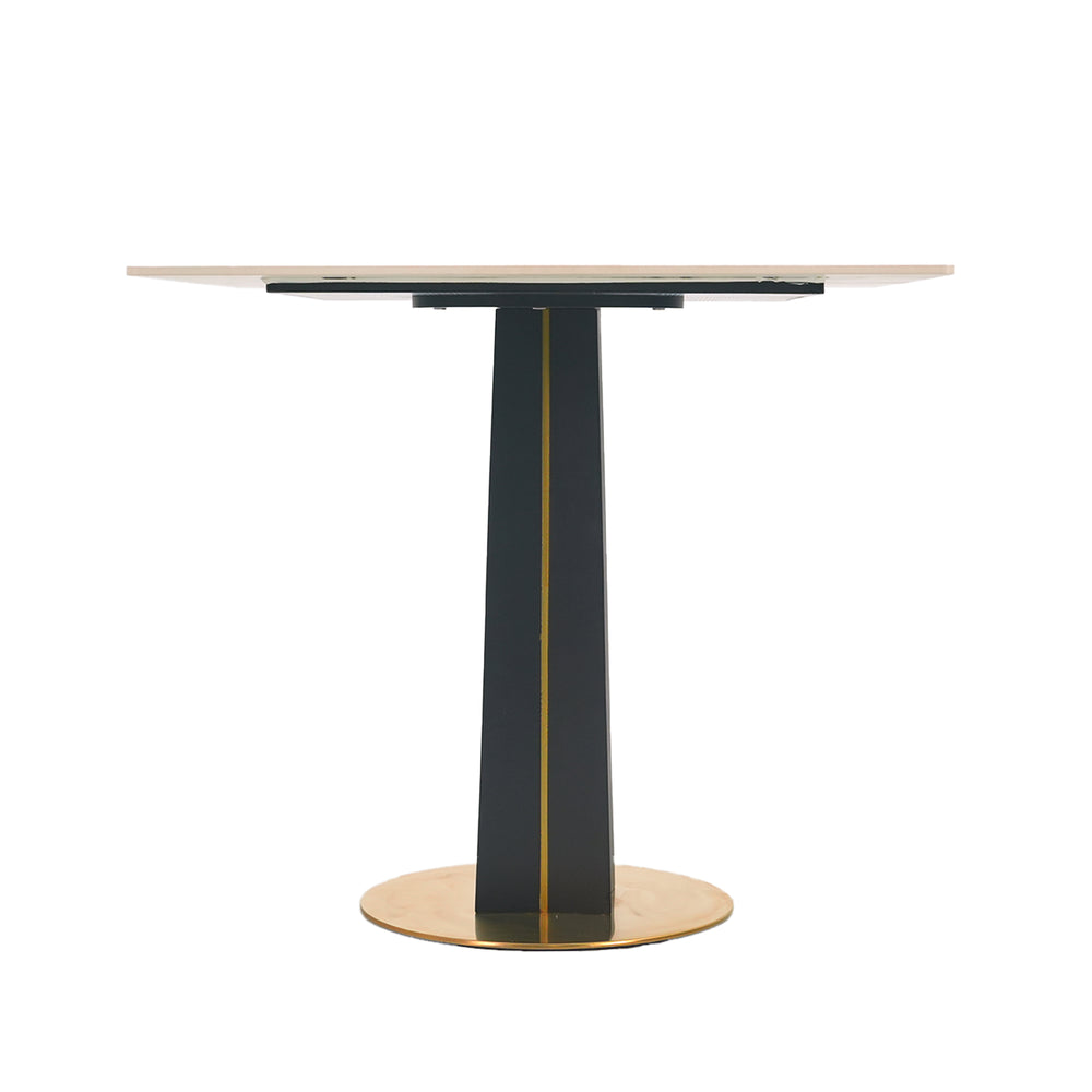 English Elm Modern Square Negotiation Table - 85Cm White Sintered Stone Top, Black Legs & Gold Base For Versatility W1535S00591