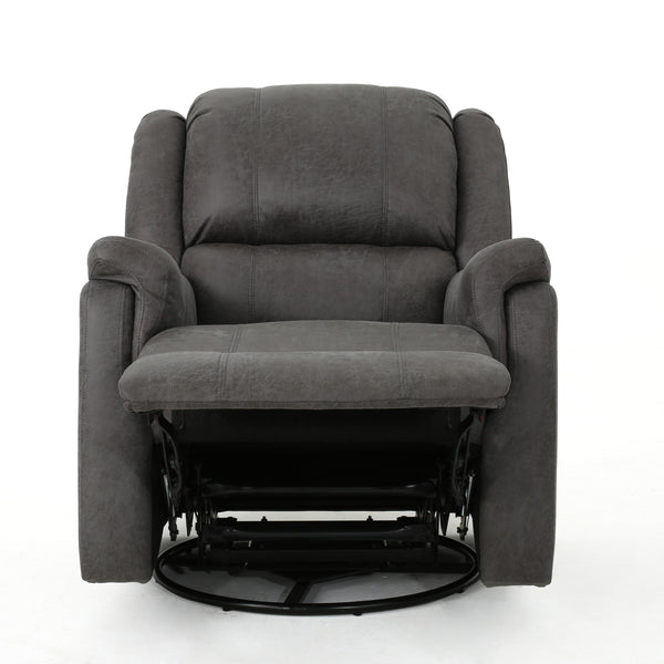 English Elm Christopher Knight Home® - GLIDER Plush Fabric Swivel Recliner with Smooth Gliding Motion, Contemporary Upholstered Comfort Slate 61368.00MF