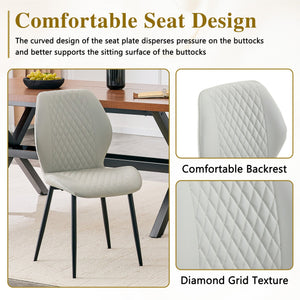 English Elm 4-piece Diamond Quilted Upholstered Dining Chair Set with Sleek Black Metal Legs Black,Light Gray W1151P458010