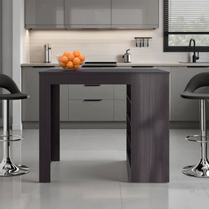 English Elm Kitchen Island Black Wengue 4-Shelf Engineered Wood Storage Cart 47.2"W x 40.1"H Sleek Modern B097P369440