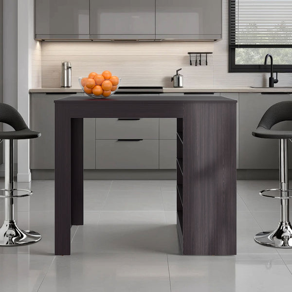 English Elm Kitchen Island Black Wengue 4-Shelf Engineered Wood Storage Cart 47.2"W x 40.1"H Sleek Modern B097P369440