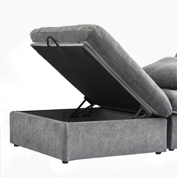 English Elm Sky Cloud Sectional Sofa - 120-Inch Washable Linen L-Shaped 4-Seater With Storage Ottoman & Comfort B341S00003-GIGA