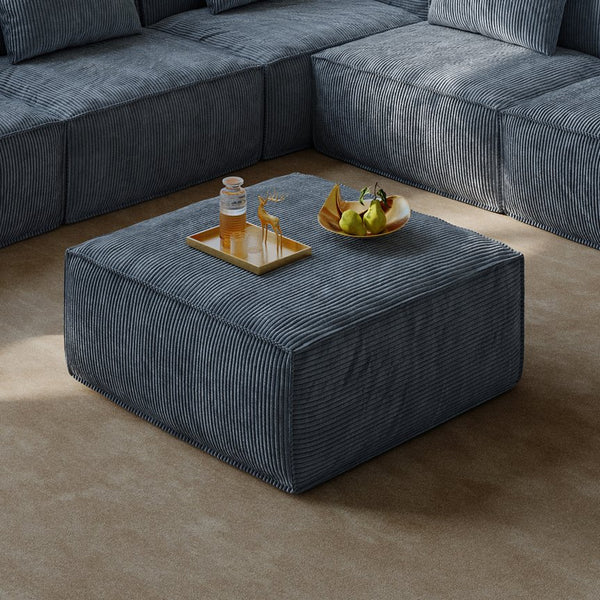 English Elm Sectional Sofa Ottoman Cloud Cushion Modular Set for Living Room in Dark Grey W3147P277228
