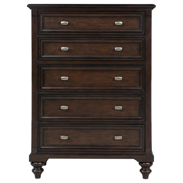 English Elm Berwick Five Drawer Chest with Oak Veneer and Gunmetal Hardware for Bedroom Storage B062P440099