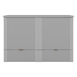 English Elm Full Size Murphy Wall Bed with Storage Drawers Usb Ports and Pulley Folding Cabinet LP000770AAE