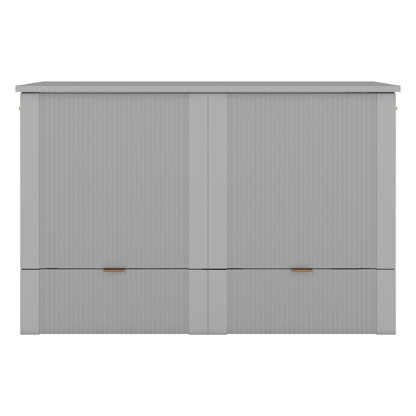 English Elm Full Size Murphy Wall Bed with Storage Drawers Usb Ports and Pulley Folding Cabinet LP000770AAE
