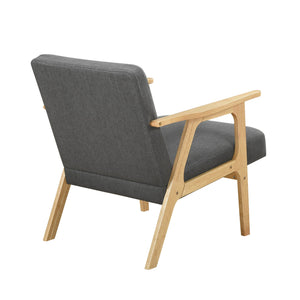 English Elm Modern Mid-Century Accent Chair Walnut Frame with Textured Linen Upholstery and Cushioned Seat Comfortfulness Dark Gray,Natural 26.5 L x 23.5 W x 10 H B011P308036