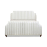 English Elm Addison King Channel Tufted Panel Bed Frame, Cloud White Performance Velvet