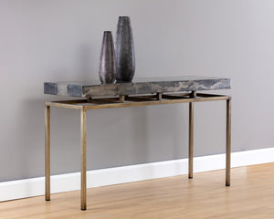 Sunpan Toreno Console Table - Handcrafted Iron & Antique Brass with Unique Patina Finish, 52" Wide Charm