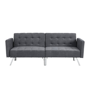 English Elm Sofa Convertible Linen Sofa Bed with Split-Back Recline, 3 Positions, Breathable Comfort for Small Spaces Dark Gray 41.3 L x 34.7 W x 8.2 H W2297S00005