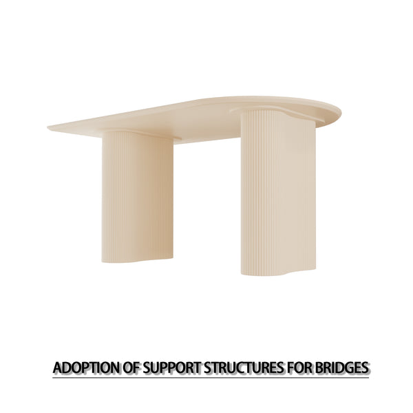 English Elm 63" Medieval Modern Cream Dining Table With 6 Green Pu Chairs & Black Metal Legs For Home Use W2189S00760