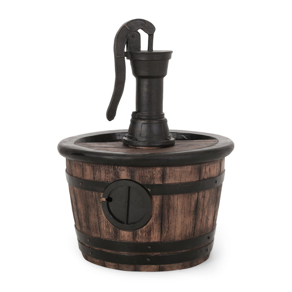 English Elm Christopher Knight Home® - 26.5" Handcrafted Weather-Resistant Wood Finish Floor Fountain with Waterfall Effect & LED Light 71775.00BRN