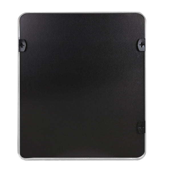 English Elm Silver 30x40 Rectangular Bathroom Wall Mirror - 4mm HD Shatterproof Glass, Brushed Aluminum Frame, Rust-Resistant Hooks W2203P310397