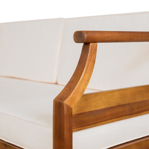 English Elm Christopher Knight Home® - Aston Right-Side Two-Seater Sofa - Weather-Resistant Acacia Wood With Removable Cushions For Comfort N773P252038B