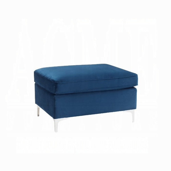English Elm Jaszira Blue Velvet Ottoman Modular Sofa Sectional Accent Piece – Plush D28 Foam, Pine & Metal Legs, Stylish Comfort B2726P371318
