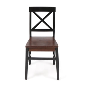 English Elm Christopher Knight Home® - Roshan Farmhouse Acacia Wood Dining Chairs Set Of 2 - Rustic Black & Walnut Finish For Comfort 62888.00BWALN