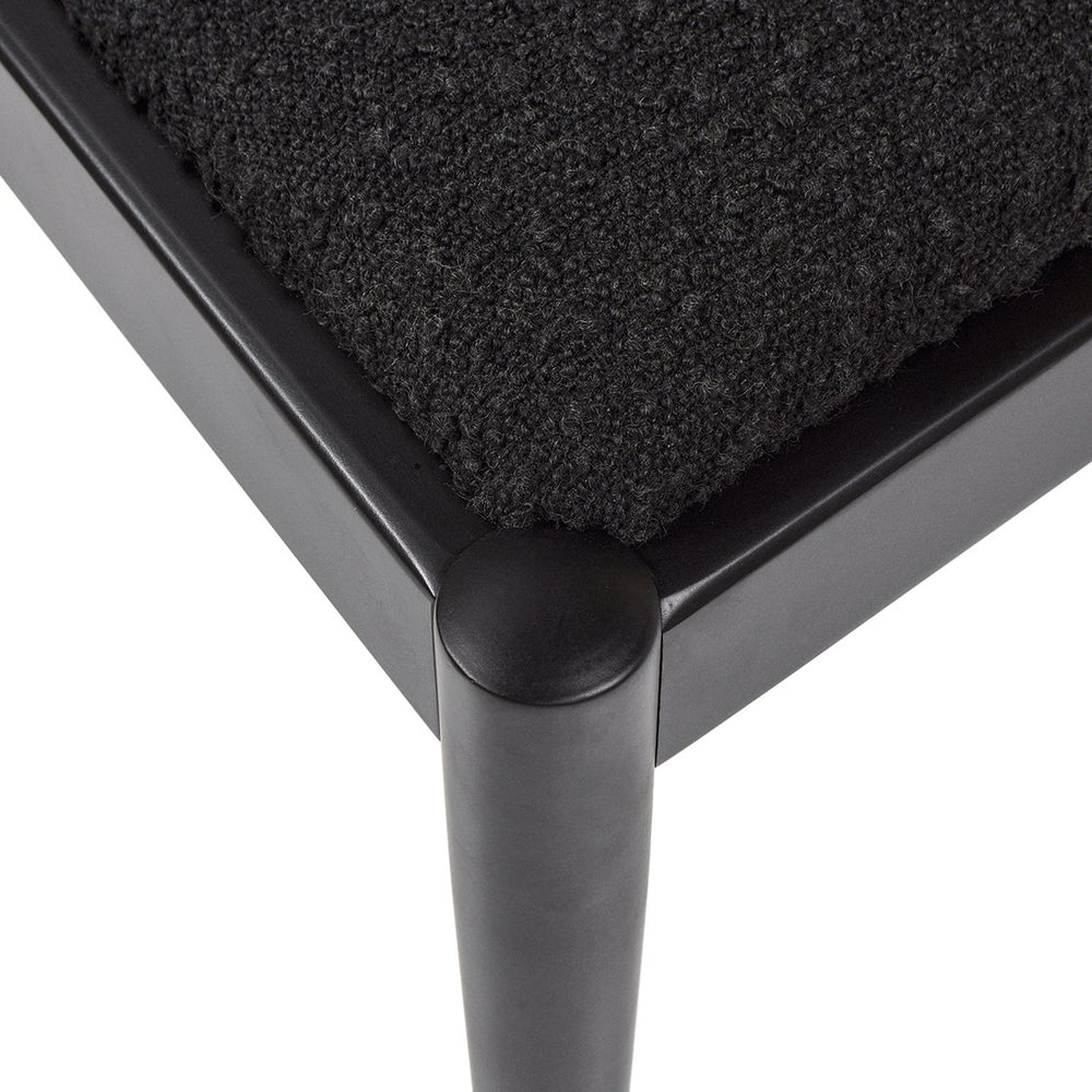 English Elm Jennifer Taylor Home - Panama Curved Resin Cane Rattan Side Dining Chair Set of 2 with Oak Frame & Charcoal Boucle Upholstery Black B2719P238358