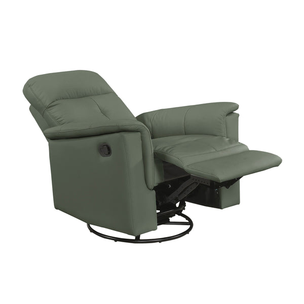 English Elm Green Swivel Glider Recliner Chair 100% Top Grain Leather Match 360° Swivel Plush Padded Comfort Reclining 35.5x36.5x40" B011P329277