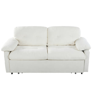English Elm (old: W3163p269700) Convertible Chenille Sleeper Loveseat with Queen Pullout and Rolling Casters Beige W3163S00099