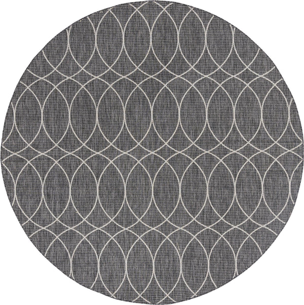 Unique Loom Outdoor Trellis Gitter Machine Made Trellis Rug Charcoal, Ivory 10' 0" x 10' 0"