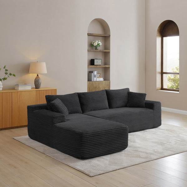 English Elm 105'' Modular Cloud Sectional Corduroy Couch Deep Seat L-shape Living Room Lounge W1117P445786