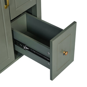 English Elm 24-Inch Bathroom Vanity with Ceramic Sink, Soft-Close Door & Drawers, Gold Handles, Durable Wood Elegance Green N729P192078F