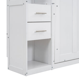 English Elm Twin Murphy Bed with Lockers & Wardrobes White — Space-Saving Foldaway Cabinet Bed w/ Shelves, Drawers and Video Guide GX000391AAK