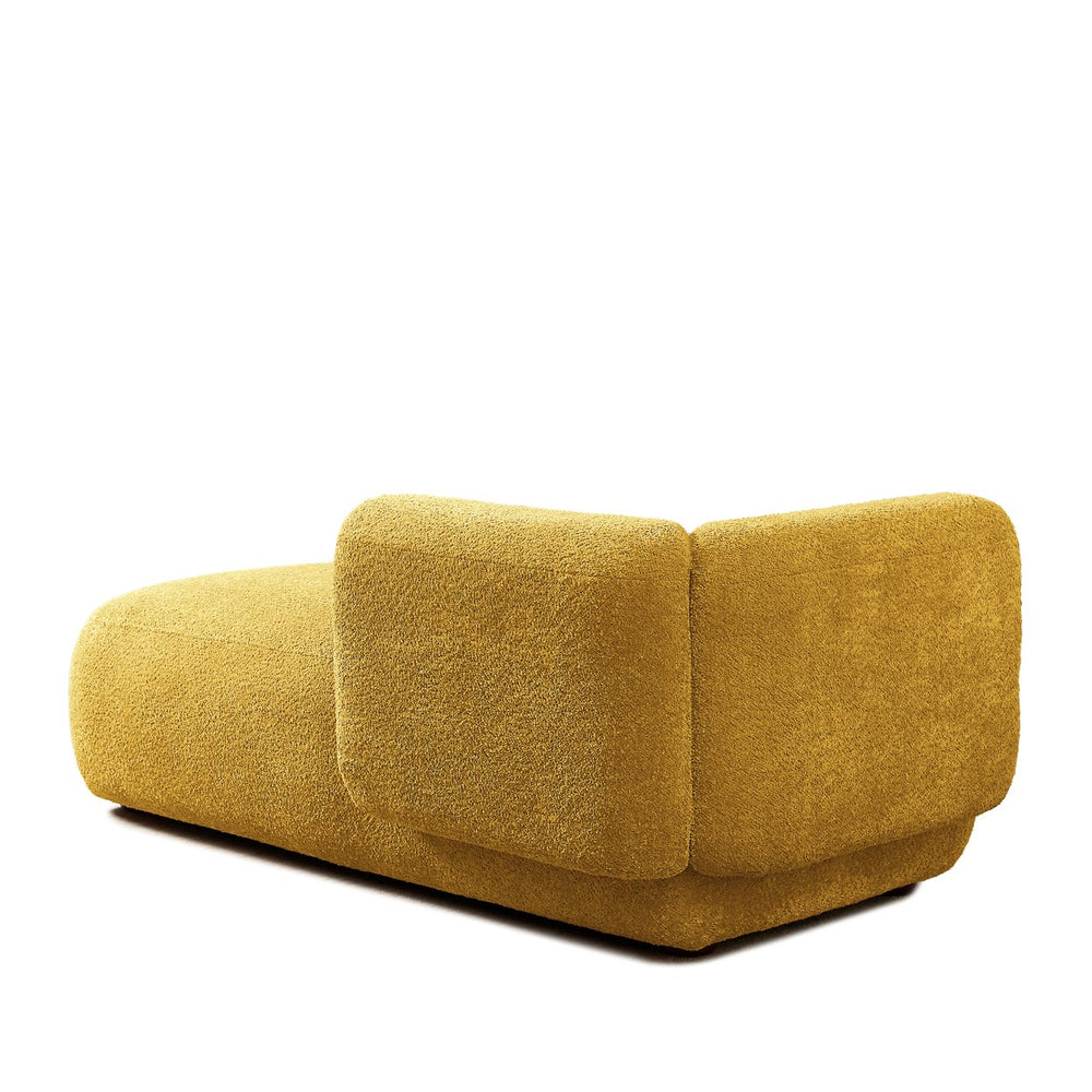 English Elm Upholstered Boucle Chaise Lounge with Foam Spring Seat and Warm Wooden Legs W5515P437358