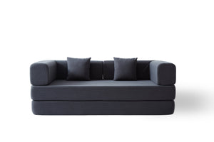 English Elm Convertible Corduroy Sleeper Sofa Bed with Cylindrical Pillow, 3-Seat Folding Floor Couch, Grey W1960P339707