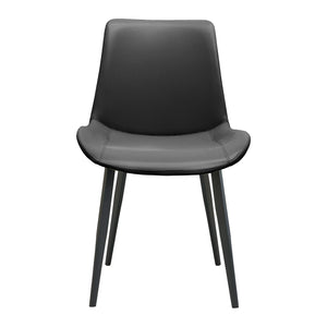 English Elm Black Pu Leather Dining Chairs Set Of 2 - Modern Ergonomic Design For Kitchen, Restaurant & Living Room T3967P384543