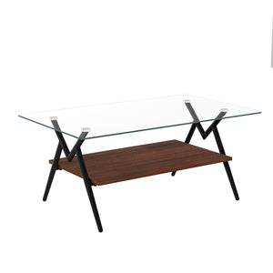 English Elm Coffee Table And End Tables Set Of 3 – Modern Glass & Mdf Design With Storage For Living Spaces W241S00054