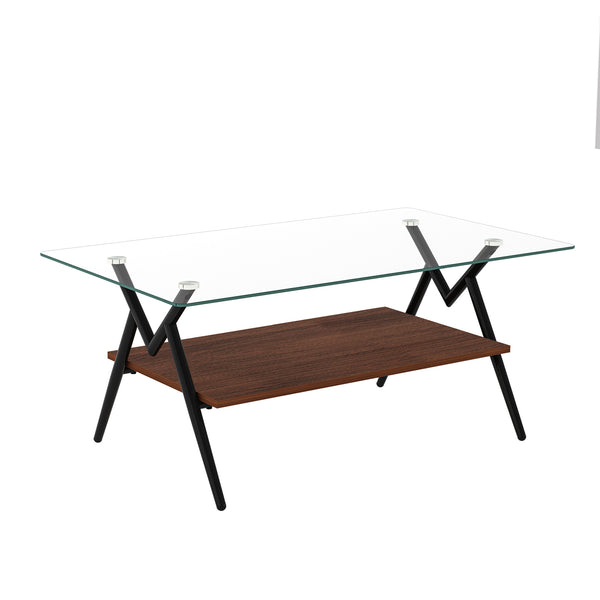 English Elm Coffee Table And End Tables Set Of 3 – Modern Glass & Mdf Design With Storage For Living Spaces W241S00054