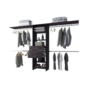 English Elm FM Modular Closet Organizer System with Multiple Hanging Rods, Shelves & Drawers to Maximize Space Wenge 53 L x 21 W x 5 H B128S00052
