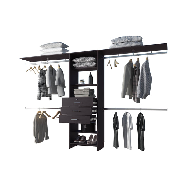 English Elm FM Modular Closet Organizer System with Multiple Hanging Rods, Shelves & Drawers to Maximize Space Wenge 53 L x 21 W x 5 H B128S00052